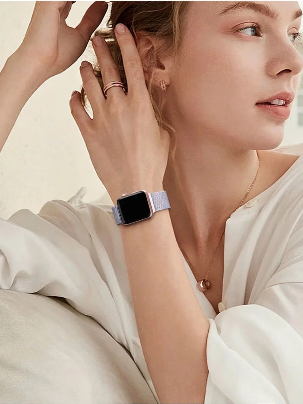 Magnetic Stainless Steel Mesh Band for Apple Watch - Silver
